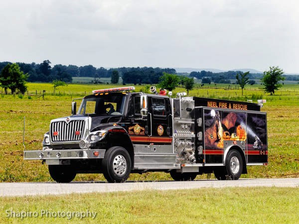 Neel Fire Department, Danville, AL fire trucks fire apparatus fleet black fire engines Larry SHapiro photography
